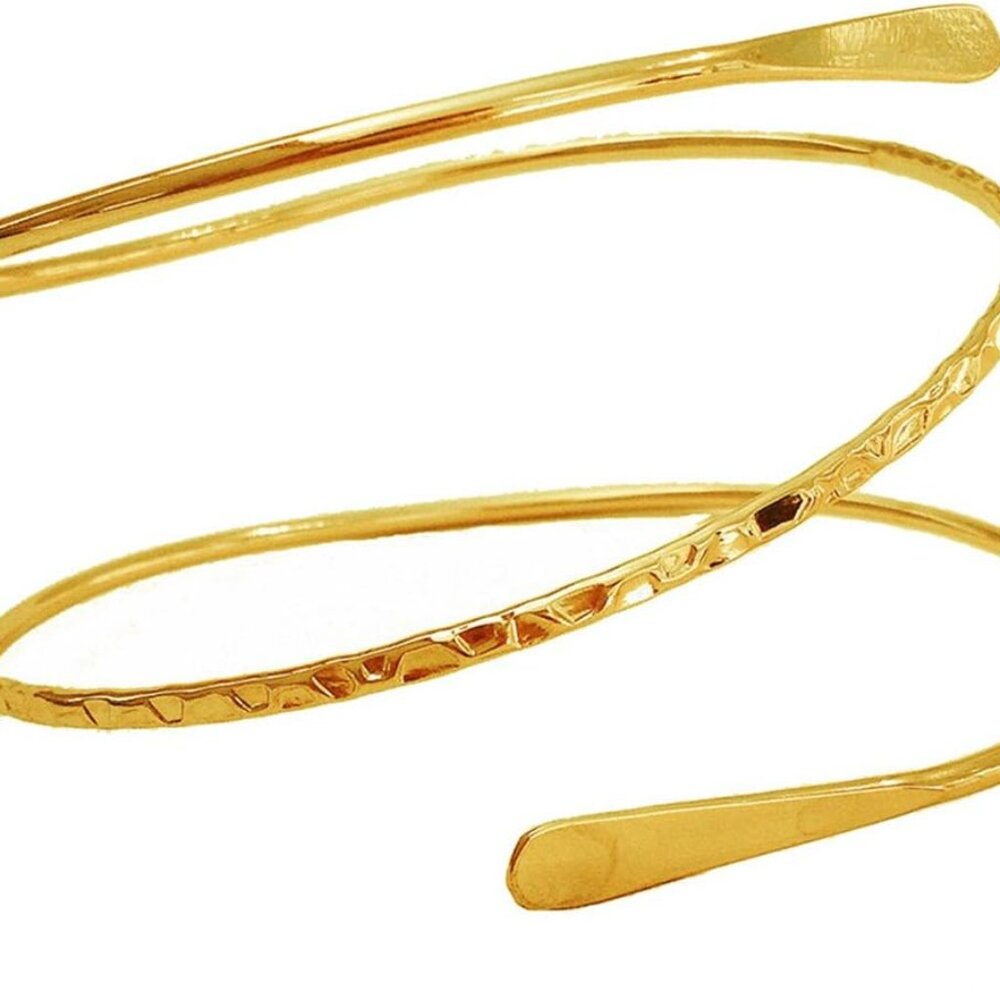 Minimalist Gold Metal Coil Upper Arm Cuff Open Arm Bracelet Armlet Armband Bangl